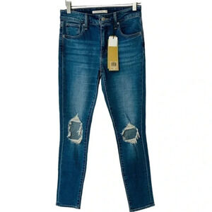Levi's 726 High Rise Skinny‎ W26/30 blue ripped jeans NEW